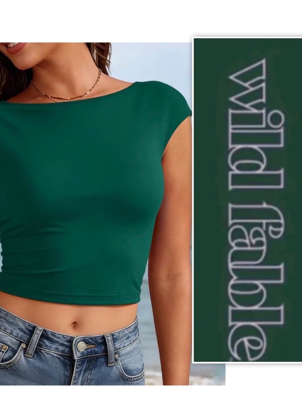 Wild Fable Green Casual Backless Top